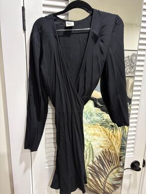 Sunday Best Black V-Neck Wrap Long Sleeve Dress